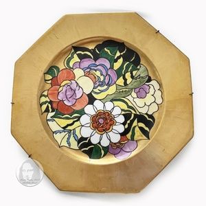 Vintage Rosenthal Plate Wall Art Home Decor Floral Print Gold Octagon 1931